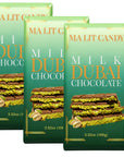 Dubai Chocolate Bar - 3 Pack - 3.52 oz each - Luxury MA LIT CANDY Milk Chocolate Dubai Knafeh Bar with Rich Filling - Great Gift for the Holidays