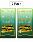 Dubai Chocolate Bar -2 Pack - 3.52 oz each - Luxury MA LIT CANDY Milk Chocolate Dubai Knafeh Bar with Rich Filling - Great Gift for the Holidays