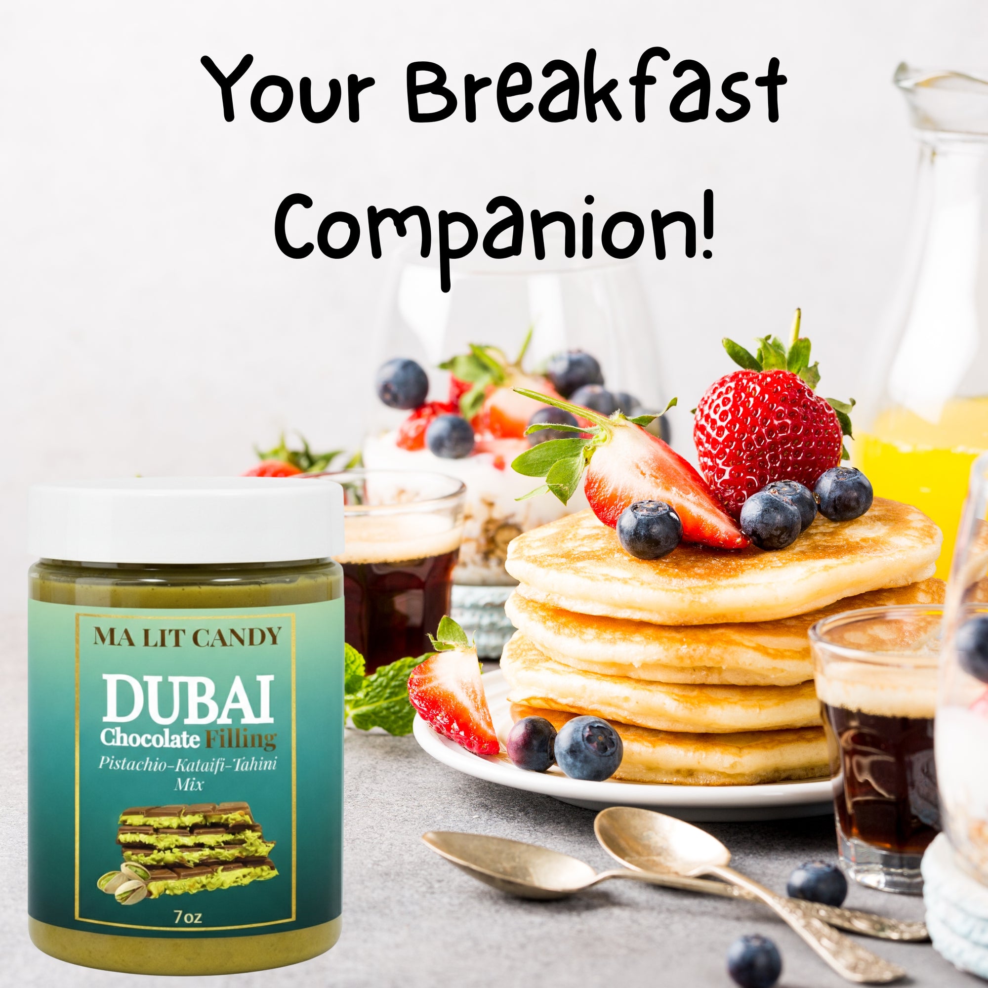 Ma Lit Candy Dubai Kataifi &amp; Pistachio Dip - 7oz - Creamy &amp; Crunchy Spread - Great for Dipping Fruits, Dubai Chocolate Bar Filling, Tiktok Dubai Chocolate Cup, Holidays Gift &amp; More