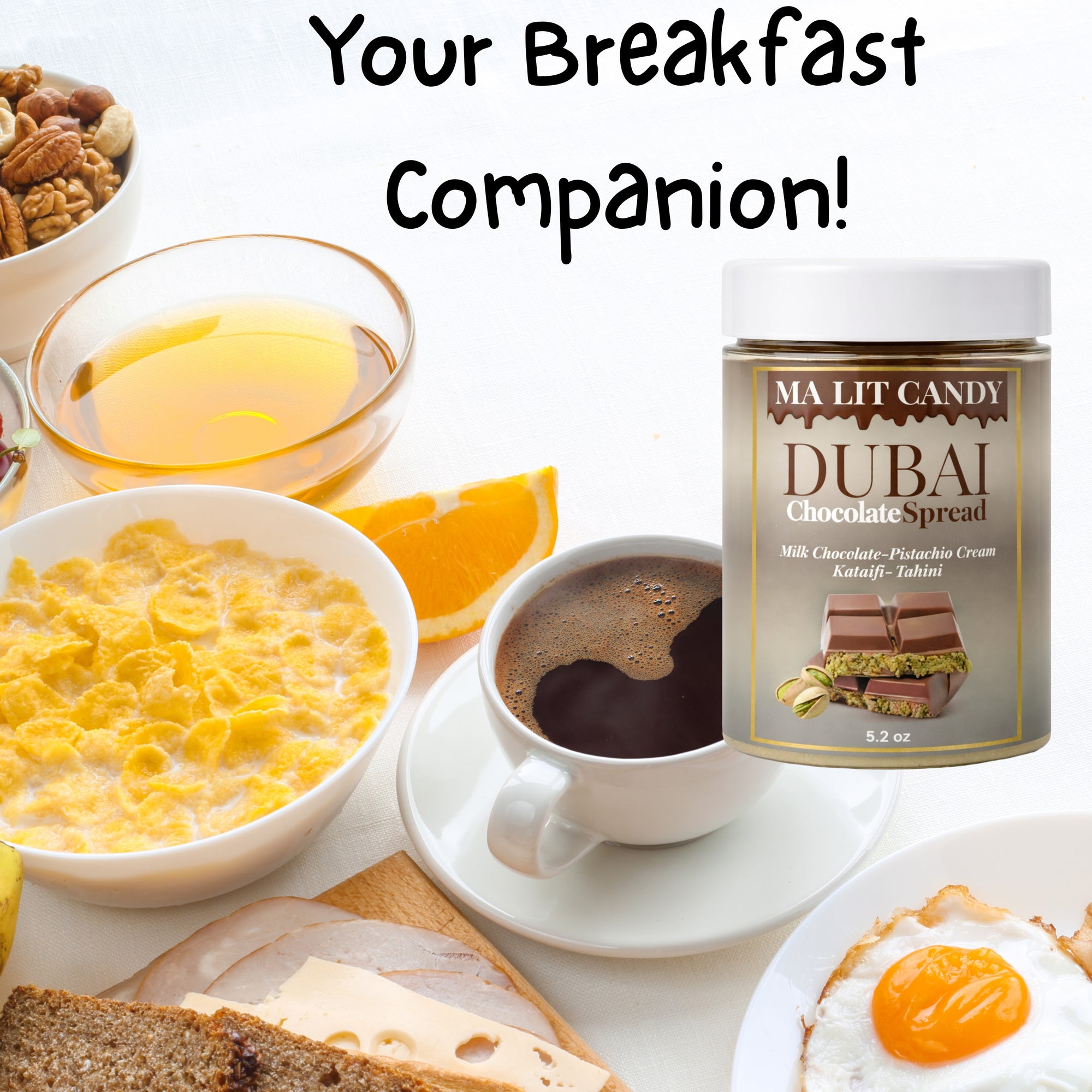 Dubai Chocolate Jar - 5.2 oz – Chocolate Kataifi Pistachio Cream with Tahini – Dubai Chocolate Bar Spread for Waffles &amp; Pancakes, Desserts, &amp; Gourmet Gift