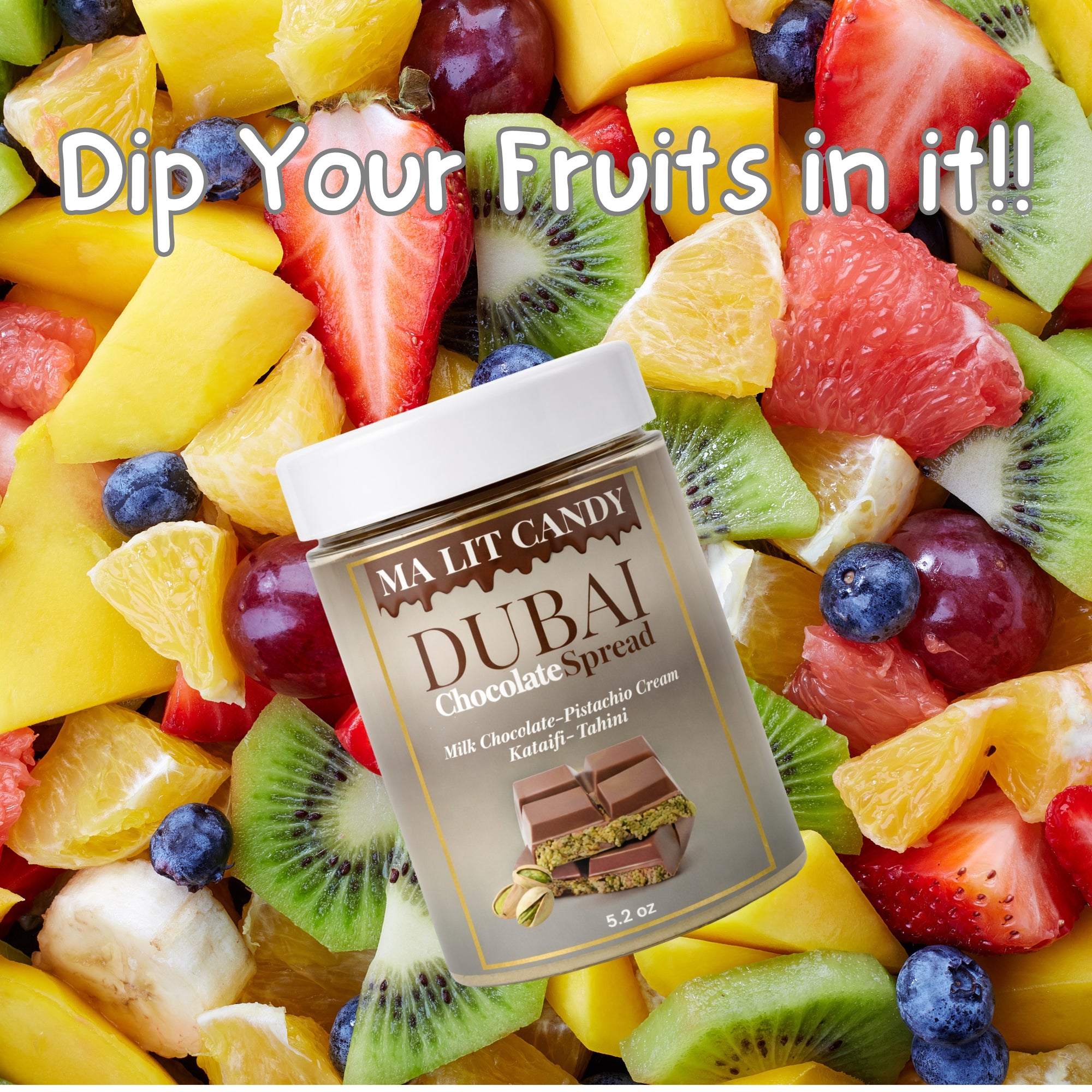 Dubai Chocolate Jar - 5.2 oz – Chocolate Kataifi Pistachio Cream with Tahini – Dubai Chocolate Bar Spread for Waffles &amp; Pancakes, Desserts, &amp; Gourmet Gift