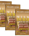 Dubai Chocolate Bar – 3 Pack (6.91 oz each) - Thick, Luxurious Milk Dubai Chocolate with Pistachio, Tahini & Crunchy Kataifi Filling by MA LIT CANDY