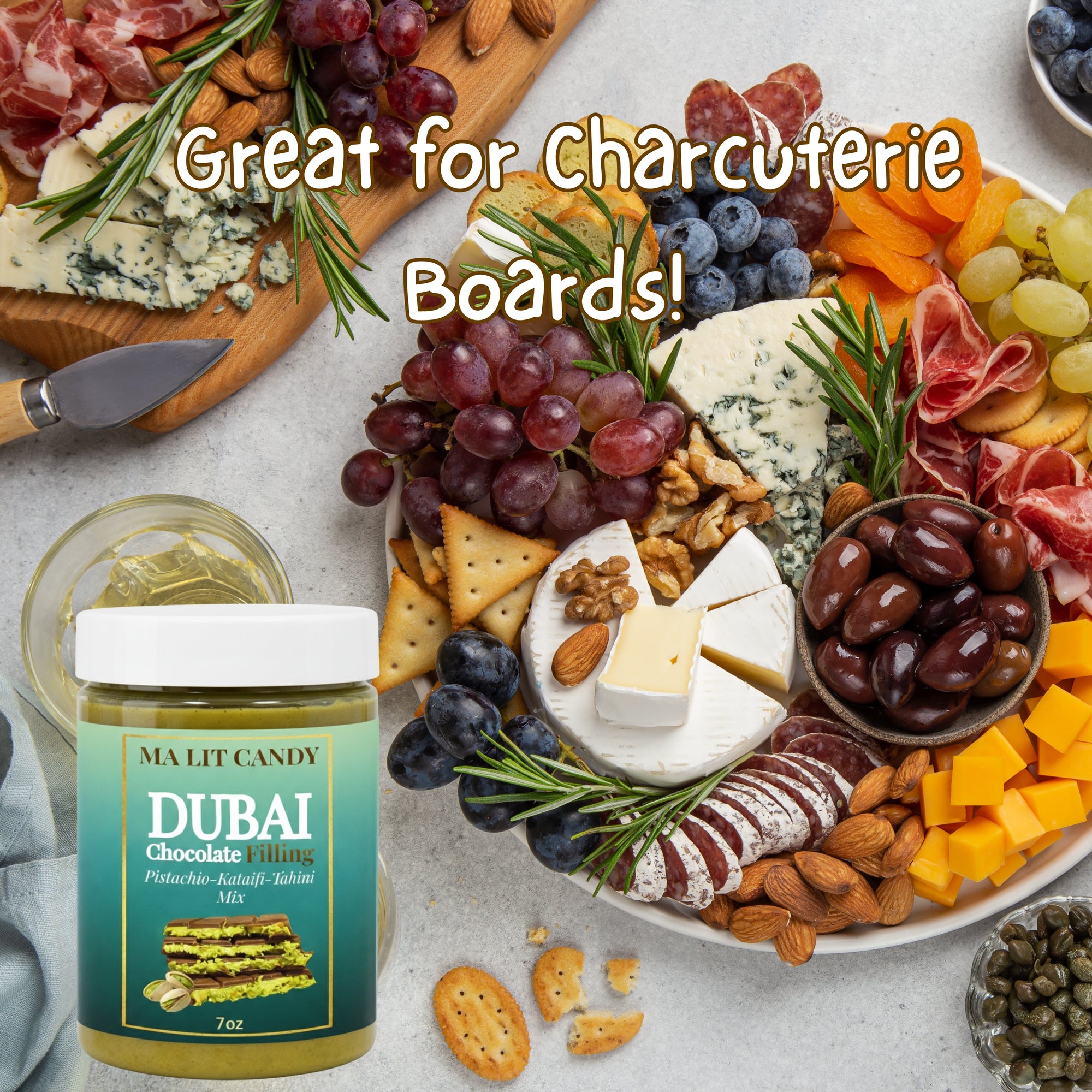 Ma Lit Candy Dubai Kataifi &amp; Pistachio Dip - 7oz - Creamy &amp; Crunchy Spread - Great for Dipping Fruits, Dubai Chocolate Bar Filling, Tiktok Dubai Chocolate Cup, Holidays Gift &amp; More