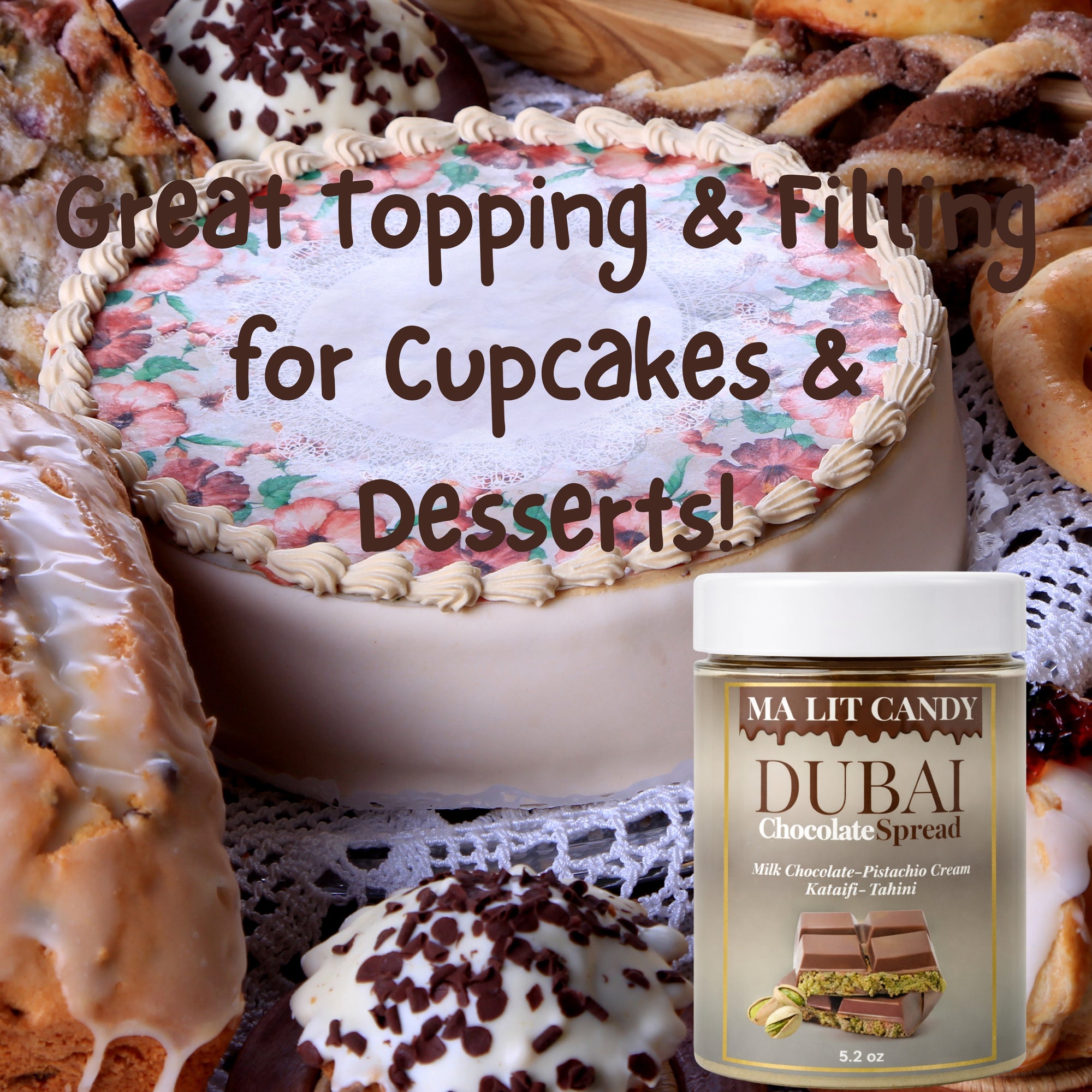 Dubai Chocolate Jar - 5.2 oz – Chocolate Kataifi Pistachio Cream with Tahini – Dubai Chocolate Bar Spread for Waffles &amp; Pancakes, Desserts, &amp; Gourmet Gift